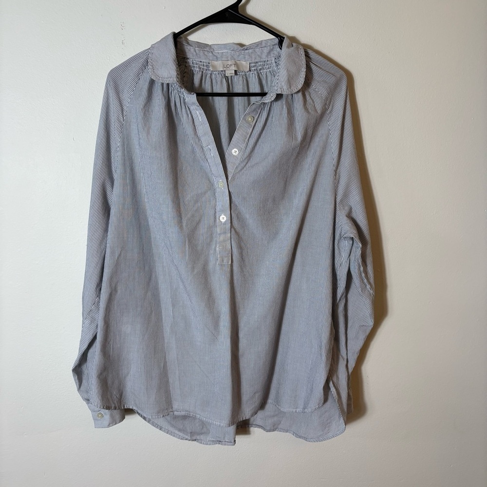 LOFT Light Blue Button-Up Blouse